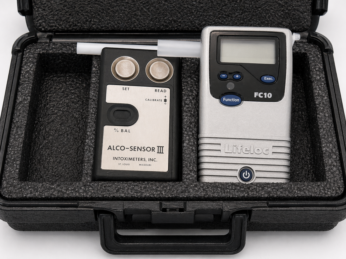 The two preliminary breath test devices used in Michigan: the Alco-Sensor III and the Lifeloc FC10