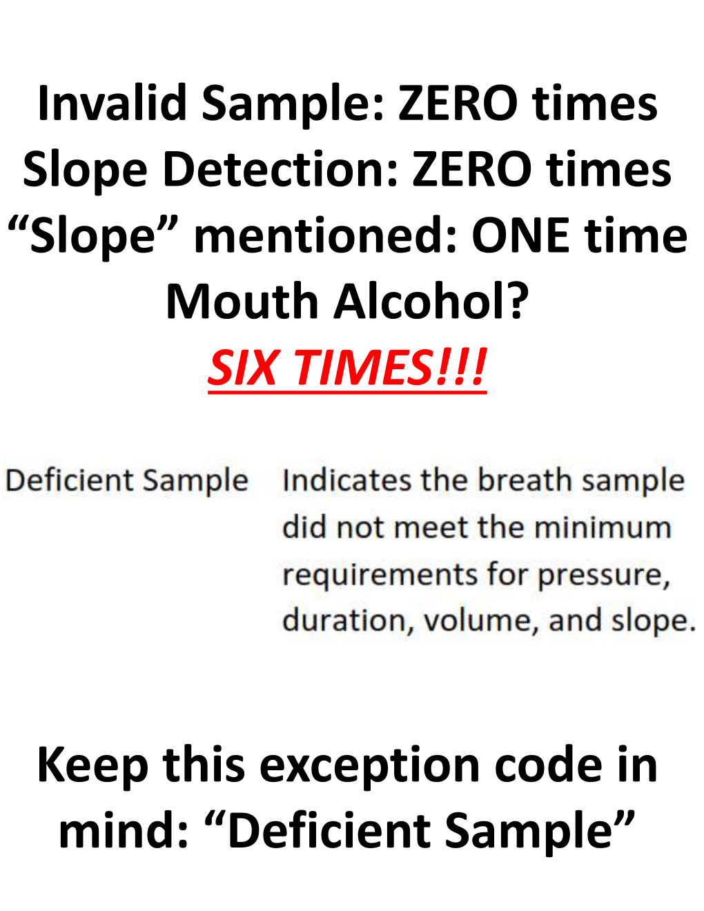 Intoxilyzer 9000 deficient sample exception code slide